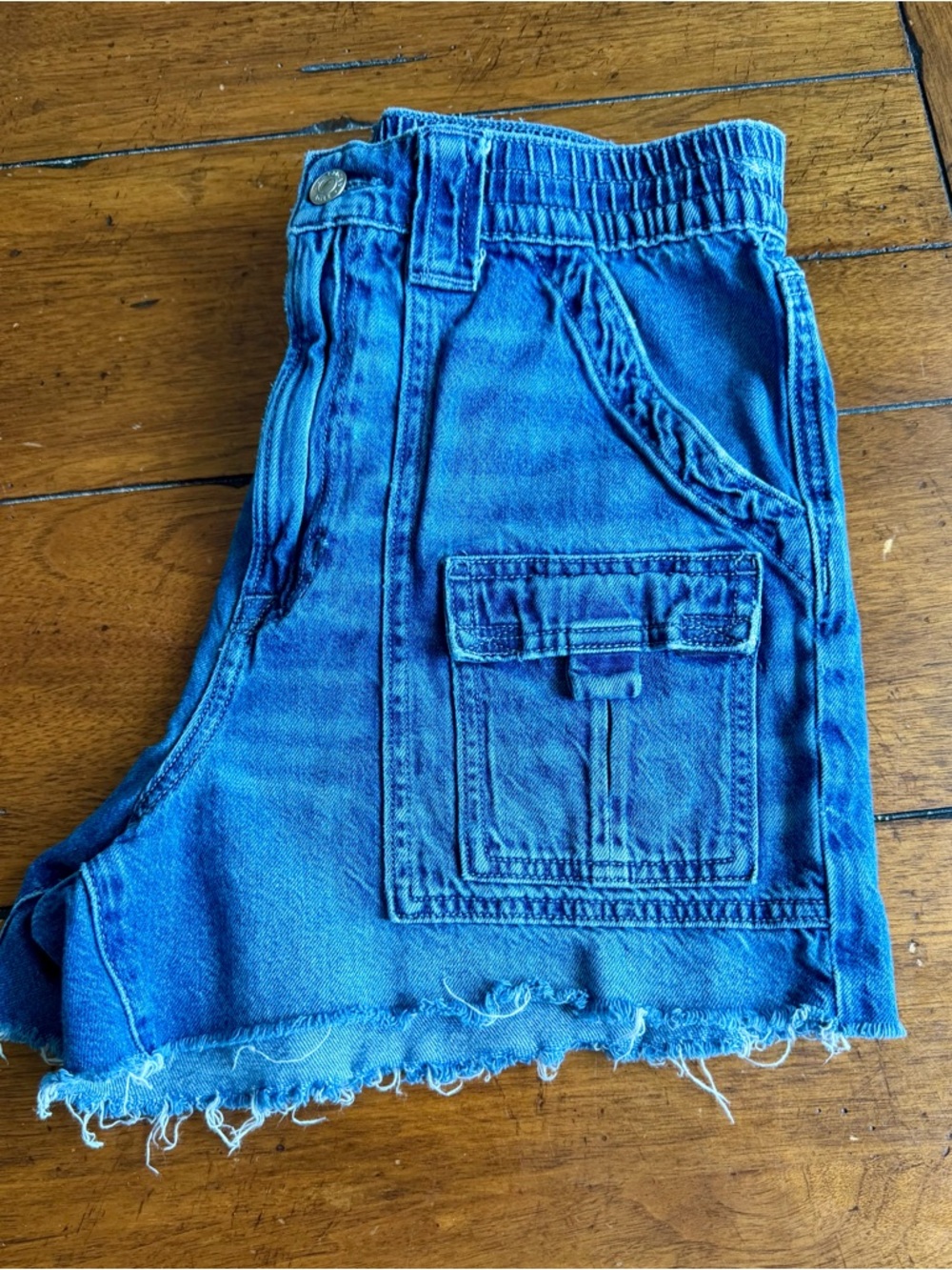 American Eagle Outfitters Blue Denim Cargo Jean Shorts